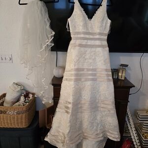 Symphony Bridal White and Cream Wedding Dress